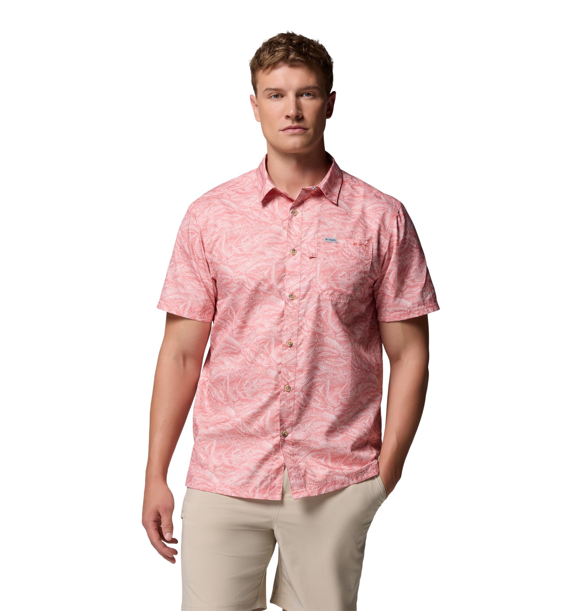 Columbia Mens PFG Super Slack Tide Camp Shirt, Melonade Tunny, XX-Large Image