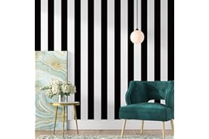 Jeweluck Black and White Wallpaper Peel and Stick Wall Paper 17.7”x118.1” Black and White Striped Wallpaper Peel and Stick Waterproof Removable Self Adhesive Contact Paper for Walls Decorative Vinyl