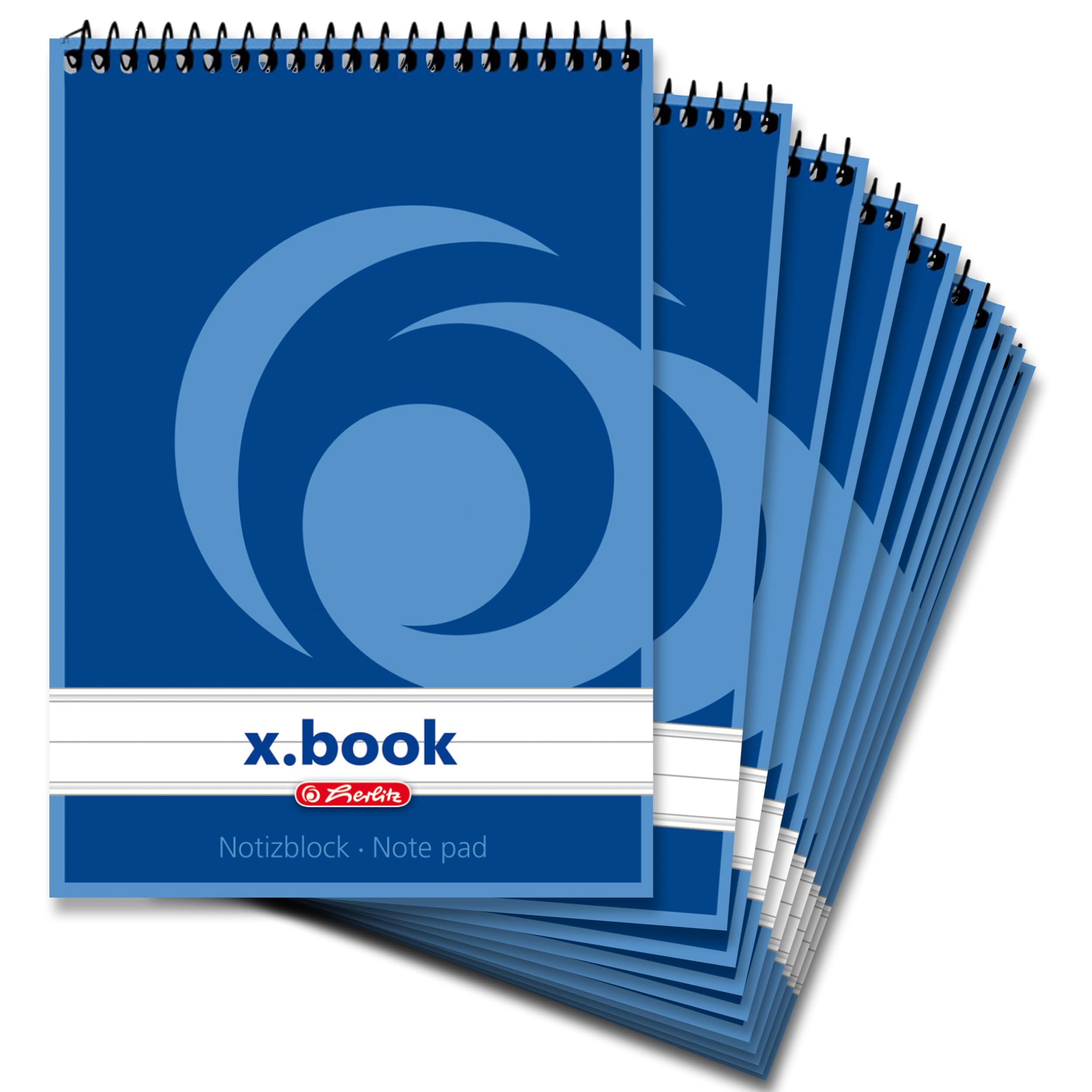 Herlitz 110510 Spiral Notebook A5, 50 Sheets, Pack of 10 Lined a6
