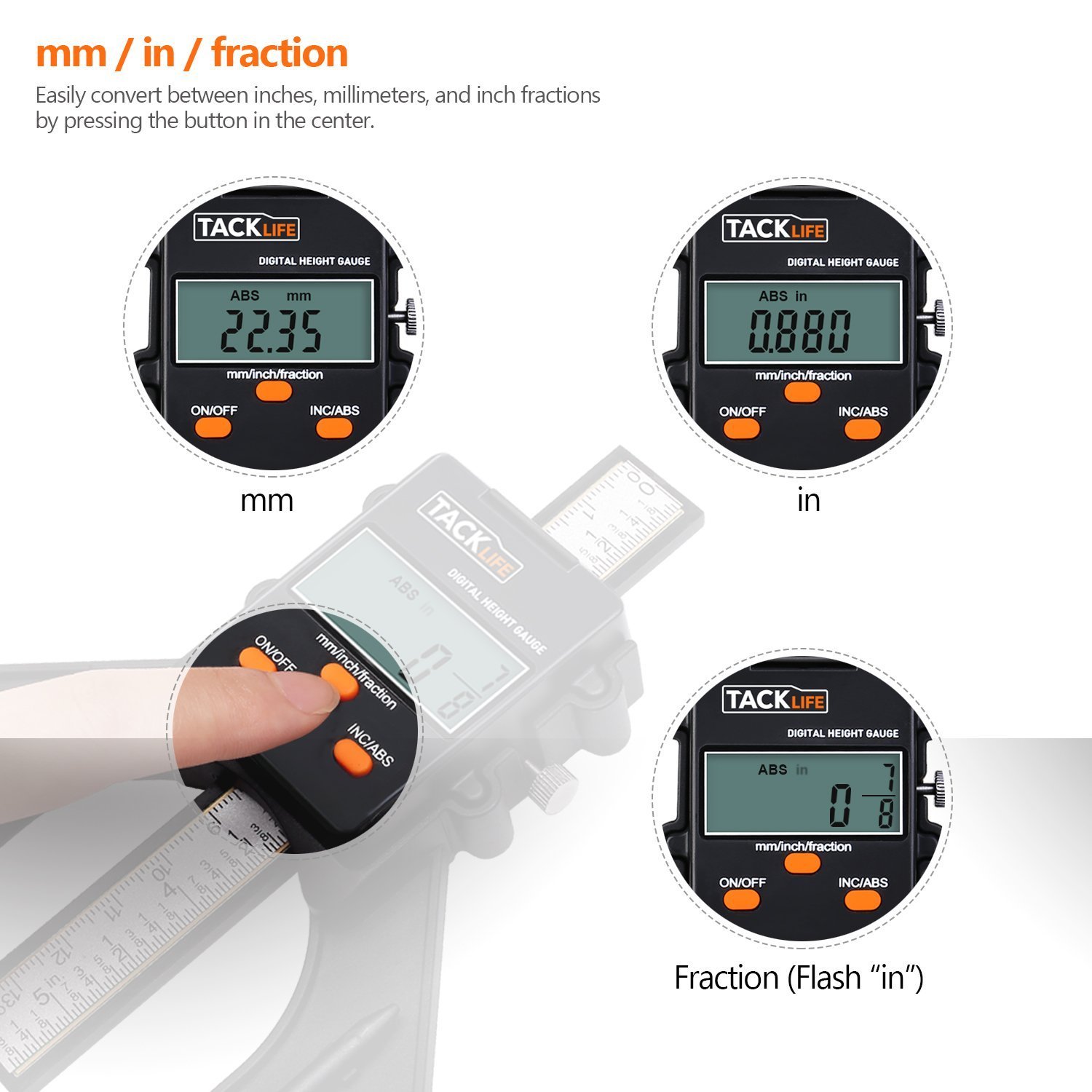 Digital Height Gauge Depth Gauge Table Saw Height Gauge with Three
