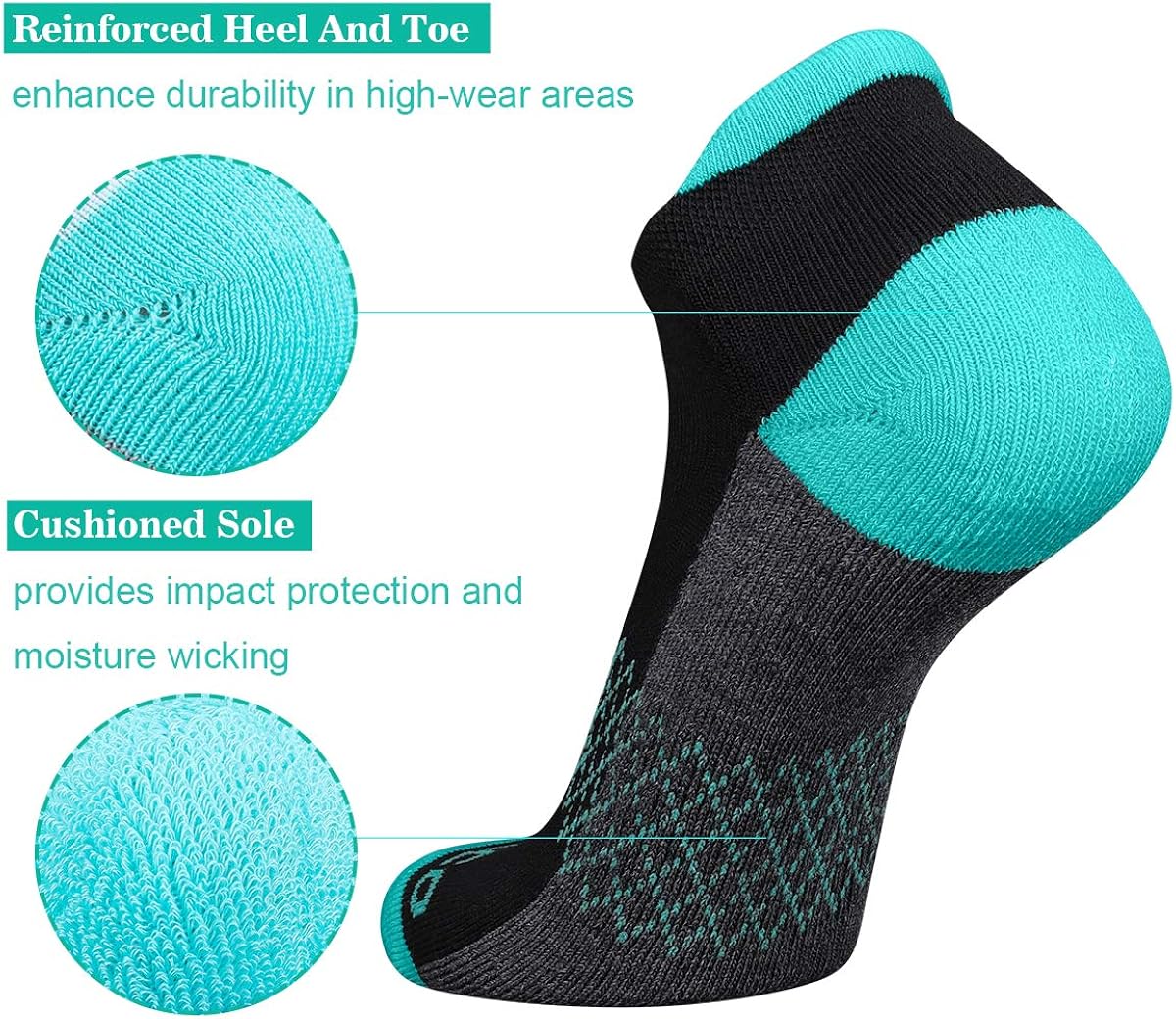 Eallco Womens Ankle Socks 6 Pairs Running Athletic Cushioned Socks: Clothing