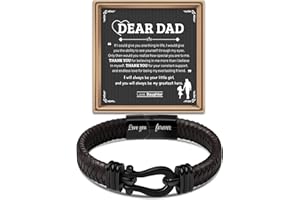 ZOKCC Fathers Day Dad Gifts from Daughter Son: Braided Leather Stainless Steel Infinity Bracelets with Lettering Love You Forever Gifts for Men Husband Dad Son Boyfriend Brother