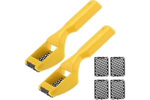 Omninmo 2pcs Shaver Blade Holder, Includes 6 Half-Round Shaving/Shaping Blades - Steel Rasp Block Plane, One Hand Surform Shaver Handle, Dent Repairs, Wood Fiberglass File Tool (Yellow)