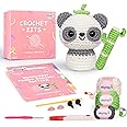 Mewaii Crochet Kit for Beginners Level 2 with 40% Extra Eco-Friendly Pre-Started Easy Yarn, Step-by-Step Video Tutorials for Adults and Kids (Mushroom Panda)