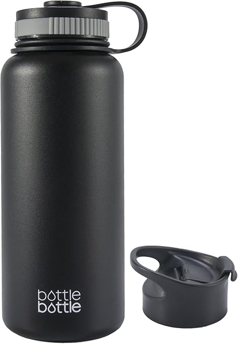 Amazon 水筒 1000ml ステンレス 真空断熱 持ち手付き 2点フタ付き 直飲み 大容量 保温保冷 スポーツボトル スポーツウォーターボトル アウトドア Bottlebottle ブラック Bottlebottle ホーム キッチン 通販