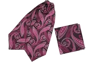 Epoint Men's Fashion Classic Paisley Cravat Silk Ascot Tie Hanky Set, With Box Set