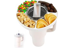 Snack Tray for Stanley H2.0 30oz Tumbler, Reusable Snack Bowl Storage Top Ring Candy Nuts Platter Containers with 4 Compartme