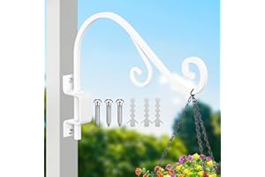 GOODBUY Swivel Plant Hanger, 16 Inch Metal Plant Hangers Outdoor Dual Hook Design Wall Plant Hanger Heavy Duty Plant Hangers Outdoor for Hanging Bird Feeders, Cages, Lanterns, Baskets, Wind Chimes, White