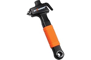 Stinger Super Duty Car Emergency Escape Tool, Hardened Carbon Steel Vehicle Safety Hammer, Spring Loaded Window Breaker, Razor Sharp Seat Belt Cutter, Auto Accident Life-Saving Rescue Tool (Orange)