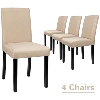 Furmax Urban Style Dining Chairs, Set of 4 Armless Beige Chairs