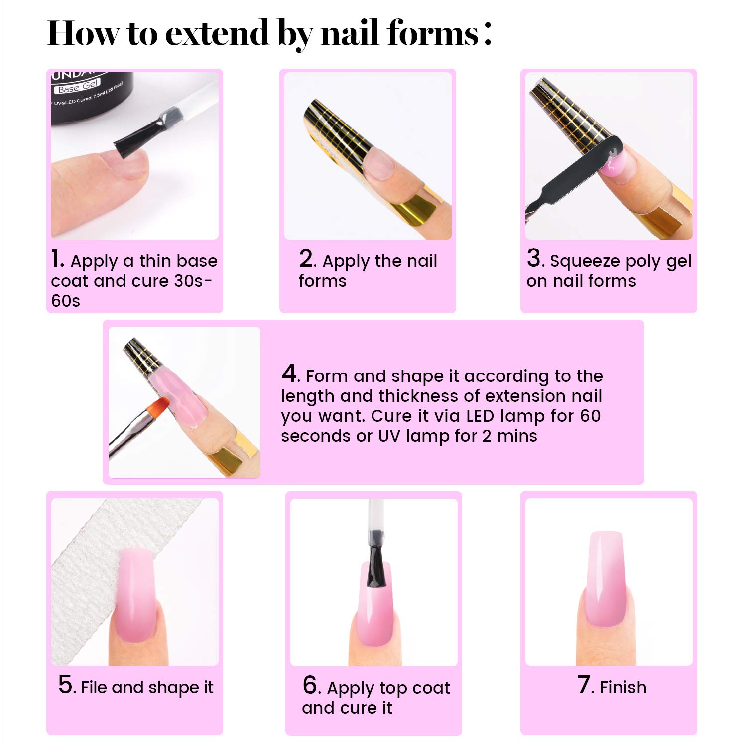 Beetles Poly Gel Nail Extension Kit, 30g Nail Extension Gel with 48W Nail Lamp Slip Solution Nail Strengthener Rhinestone Glitter All In One for Nail Manicure Beginner Starter Kit : Beauty