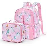 mommore Kids Backpack for Boys Girls 4-8 Kindergarten Elementary School Backpack with Lunch Box - 15” H Fit Folder