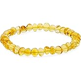 Amber by Mazukna Natural Baltic Amber Bracelet for Women and Men – Stretch Wristband with Polished Cube Beads, Lightweight Unisex Jewelry Gift for Daily and Casual Wear