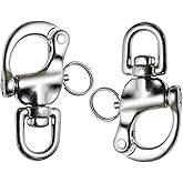 SUNOOM 316 Stainless Steel Quick Release Snap Shackle,Swivel Shackle Snap Hook,Marine Boat Shackles for Rigging, Pack of 2
