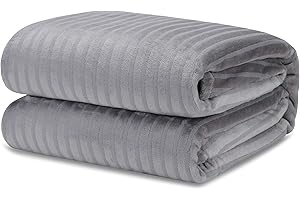 Hugs Living Embossed Stripe Flannel Fleece Throw Blanket, Silky Soft Throw Blankets for Home Decor, Travel Blanket, Sofa Bed,