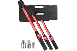 ATSAFEPRO Torque Wrench Set - 1/4" 20–240 in-lb, 3/8" 5–50 ft-lb, 1/2" 10–170 ft-lb with 3 Socket Adapters, ±3% Accuracy, Dual Scale, 72-Tooth, Dual-Direction for Car, Bike, Motorcycle Repair & DIY Maintenance
