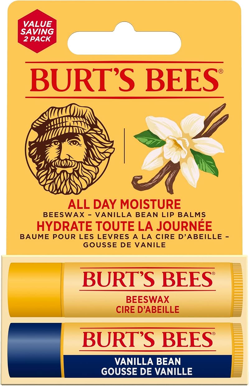 Burt's Bees Lip Balm Multipack Beeswax Peppermint Vanilla Bean 2x4.25g