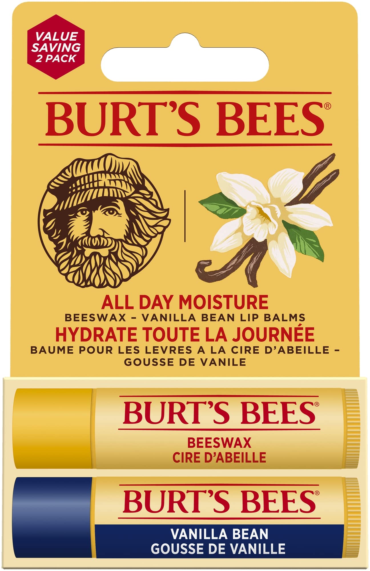 Burt's Bees Lip Balm Multipack, Lip Balm Value Set, Includes Beeswax with Peppermint & Vitamin E and Vanilla Bean, 2x4.25g — image 1
