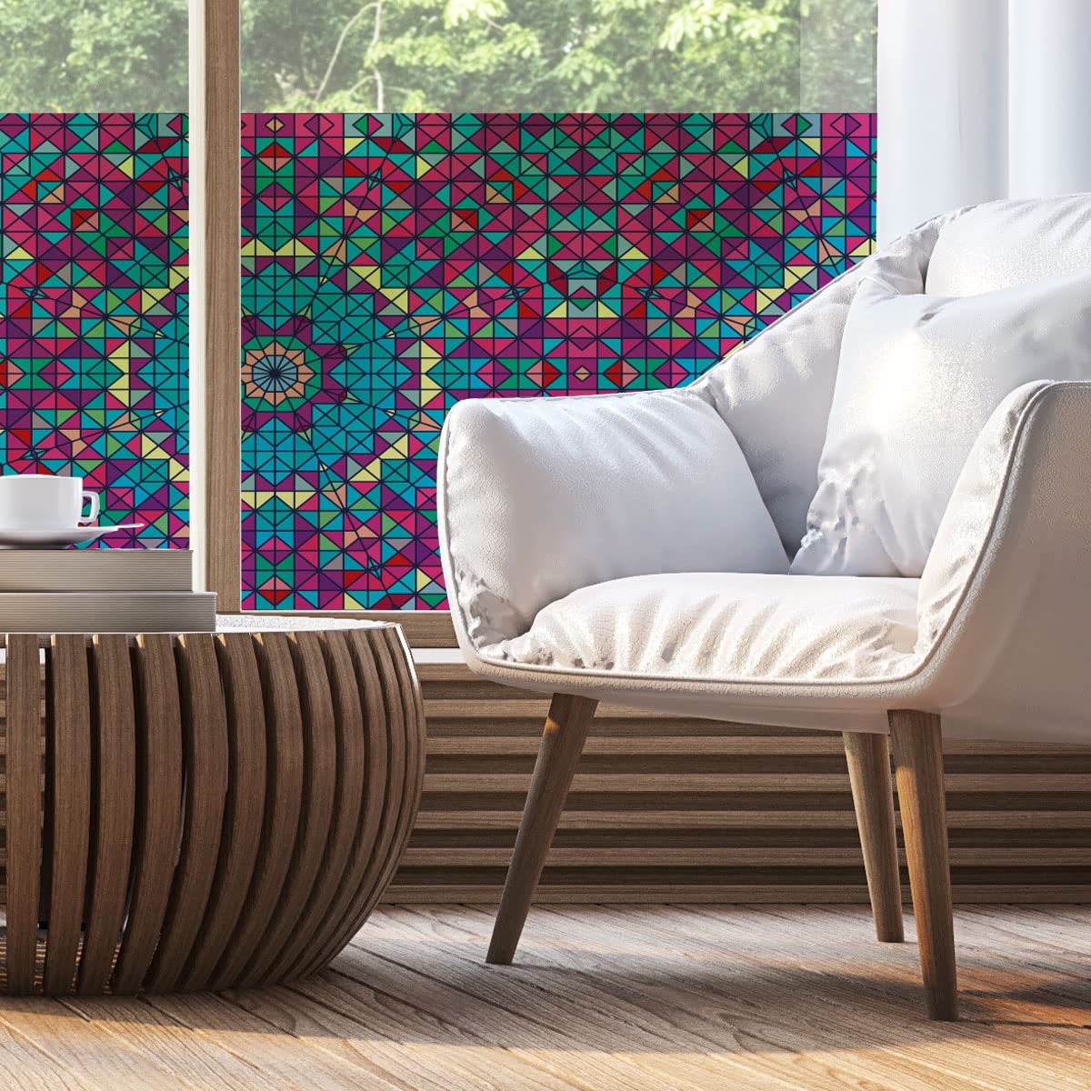 Opaque Window Film - Stained Glass Mauve - Sticker for Window & Shower Door - 40 x 100 cm