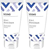 Amazon Brand - Solimo 2-In-1 Shave Cream, Fragrance Free, 6 Fl. Oz. (Pack Of 2)