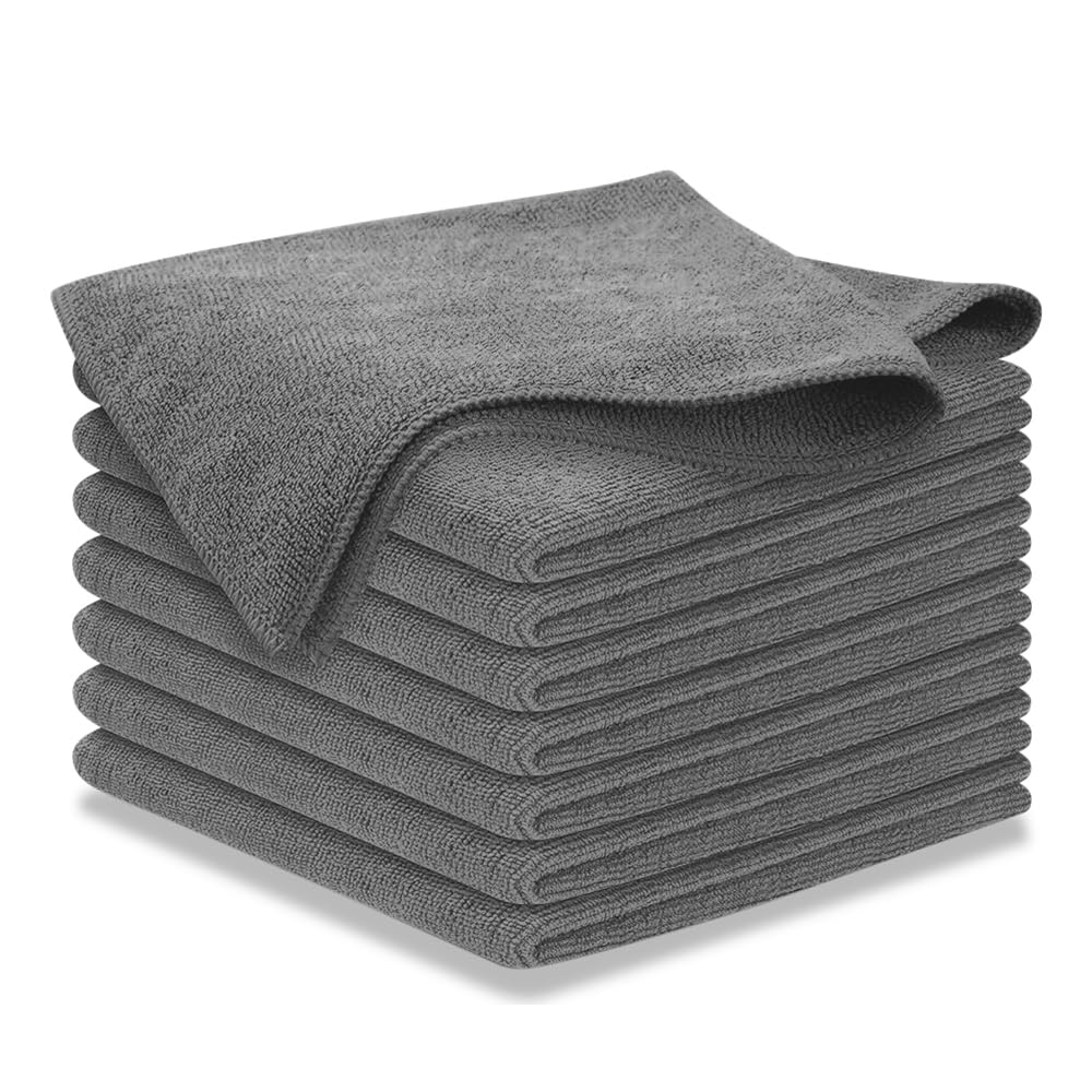Photo 1 of USANOOKS Microfiber Cleaning Cloth Grey - 8 Pcs (12.5"x12.5") - High Performance - 1200 Washes, Ultra Absorbent Microfiber Towel Weave Grime & Liquid for Streak-Free Mirror Shine - Car Washing Cloth