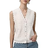 AceNest Trendy Sweater Vest Waffle Knit Top Vest V Neck Cardigan Sweater Casual Sleeveless Tops Cute Ruffle Vest