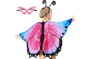 iROLEWIN Rainbow Fairy Butterfly-Wings-Costume for Toddler Kids Girls Dress-up Cape Mask Headband Boys Play Party Toys Gifts