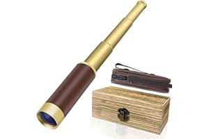 AUBRIC Pirate Monocular Telescope for Kids & Adults 25x30 High Powered Zoomable Collapsible Brass Handheld Waterproof Telescope Monocular for Cruise Ship Travel Watching Games Hiking Hunting