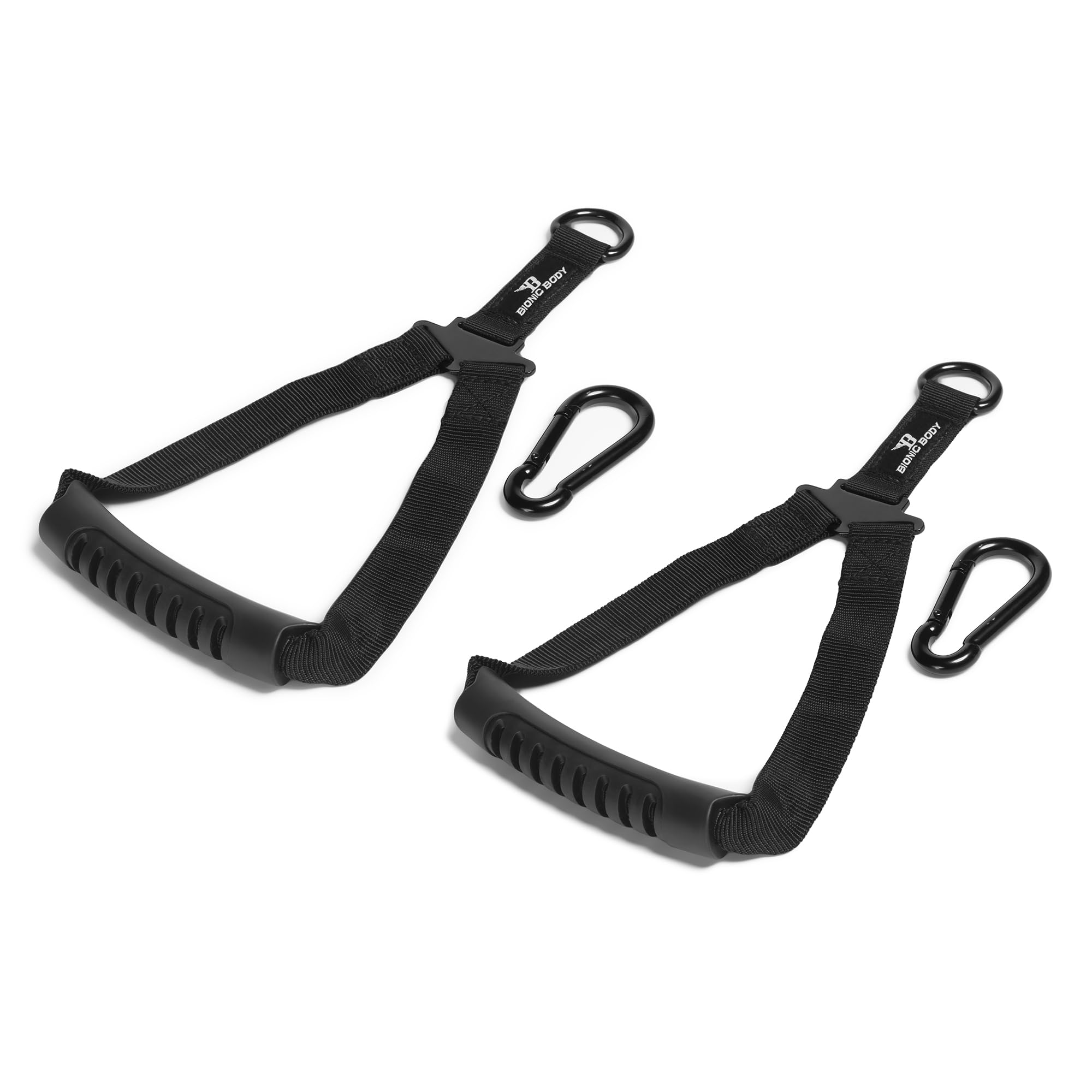 BIONIC BODY Set of 2 Single-Grip Handles with Carabiner Clips for Resistance Tube Exercise Strength Training and Cardio Workout BBSH-001