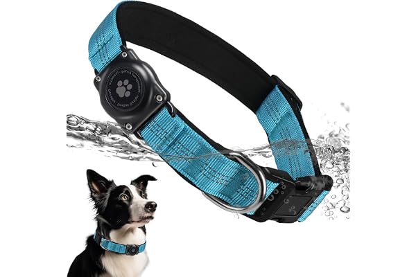 Upgraded AirTag Dog Collar, IP68 Waterproof Air Tag Dog Collar Holder, Reflective, Ultra-Durable, Comfortable Padded, Heavy D