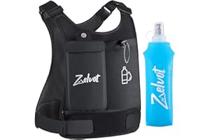ZELVOT Running Vest with 500ml Water Bottle, USA Original Patent, Adjustable Waistband Reflective Hydration Vest, Chest Pack Gear Phone Holder, Lightweight Breathable Running Backpack for Women & Men