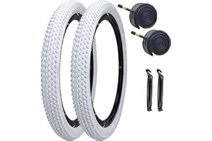 SIMEIQI 2 Pack 12"/14"/ 16“/18”/20“x2.125 White Bike Tires and Tubes for Kid's Tires Bicycle Replacement Tyres Compatible with 12/14/16/18/20x1.75/1.95/2.0/2.125 Tire Wheel