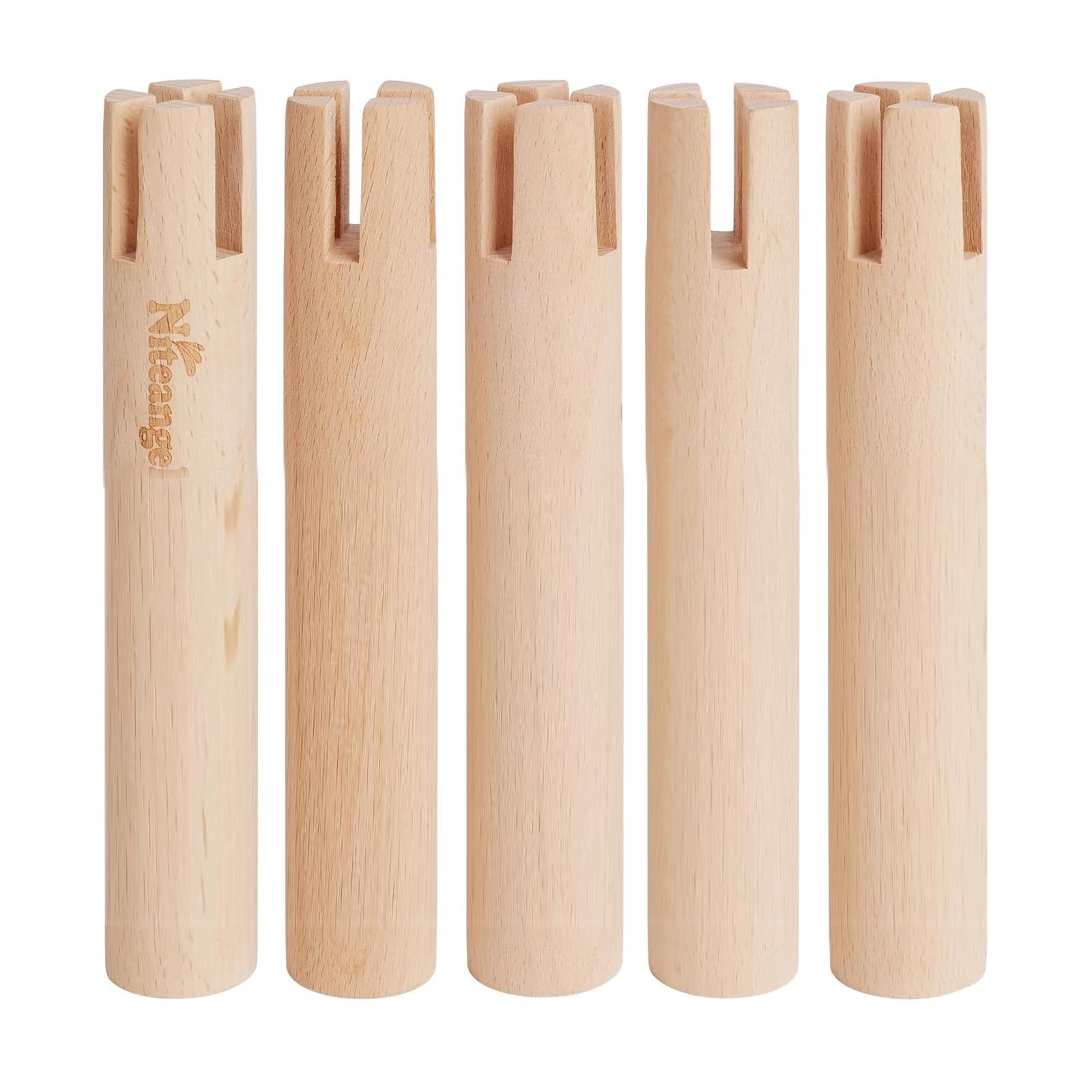 Niteangel Set of Beech Stilts for Elevating & Safely Setting Multi-Chamber Series Maze House or Hamster Wheel Platform (Set of 5 Stilts (5.9'' H))