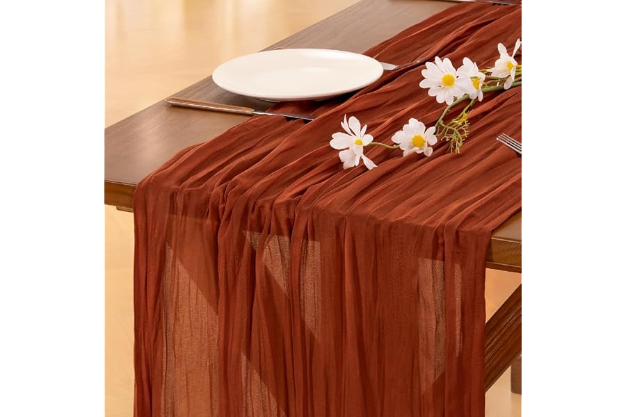 Gift Idea: Fall Boho Cheesecloth Table Runner for Weddings & Holidays