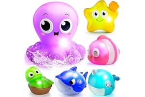 IVALEA 6 Packs Light Up Bath Toys for Kids Ages 1-3, Sea Animals Bathtub Toys for Baby 12-18 Months Toddlers 2-4, Water Pool Toys for 1 2 Year Old Boy Girl Gifts
