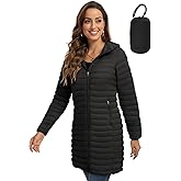 ROYAL MATRIX Packable Puffer Jacket for Women Lightweight Hooded Quilted Long Travel Puffer Coat