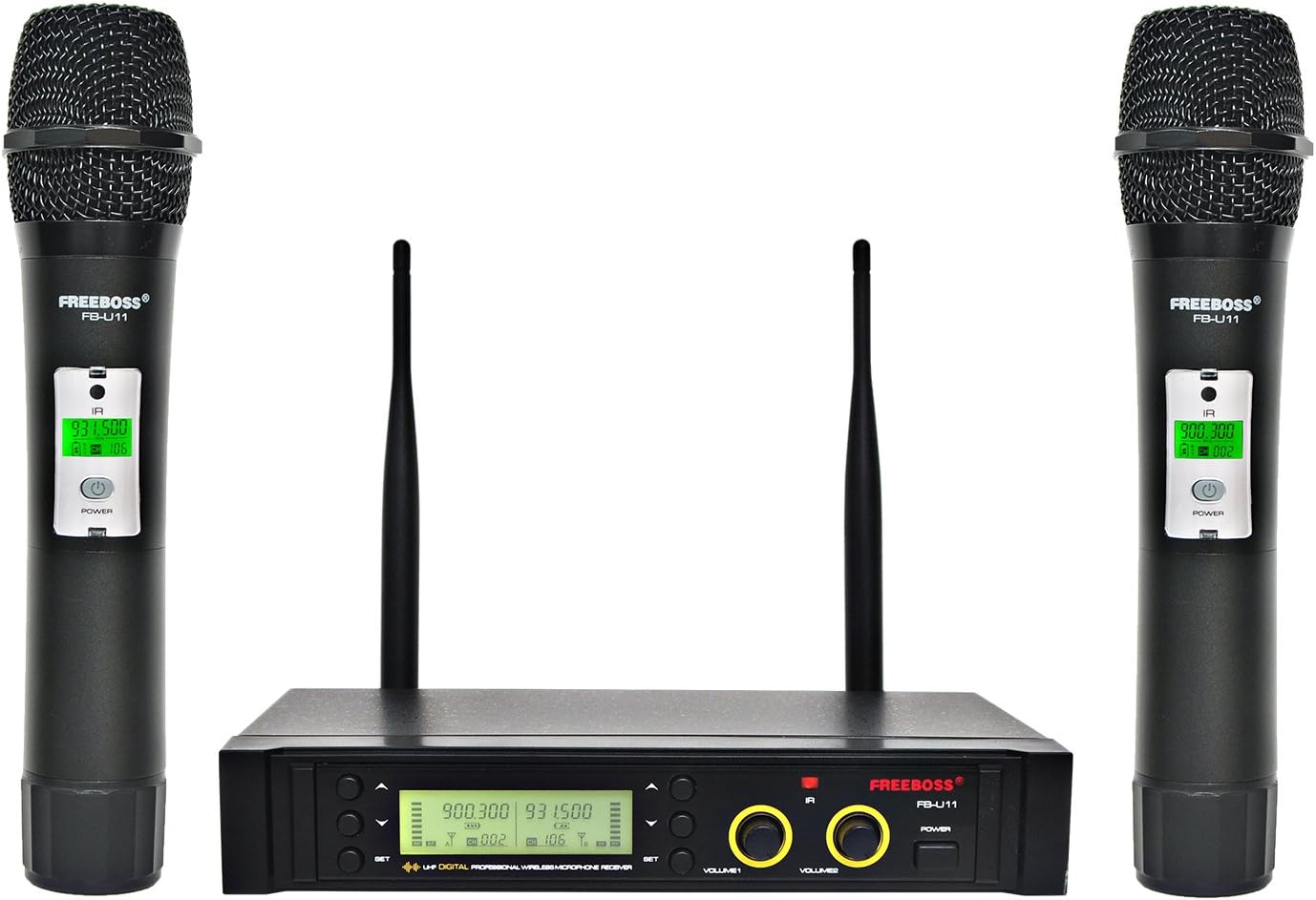 Freeboss FB-U11 UHF Wireless Microphone System Dual Channel IR 2x100 Frequency Wireless Microphone (FB-U11)