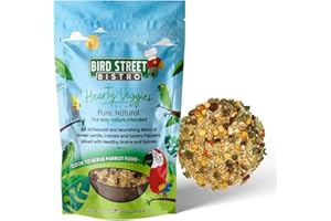 Bird Street Bistro Parrot Food for Parakeets & Cockatiels - Hearty Veggies - 20 oz - Cooks in 3-15 min, Natural & Organic Grains, Fruits & Vegetables - USA Made
