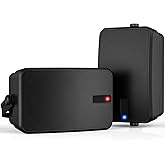 ZYUWM 400W AC-Powered Outdoor Bluetooth Speakers | Wireless Sync 100+ Speakers | IPX5 Waterproof Wall Mount | for Party, Patio, Porch, Garage (Pair, Black)