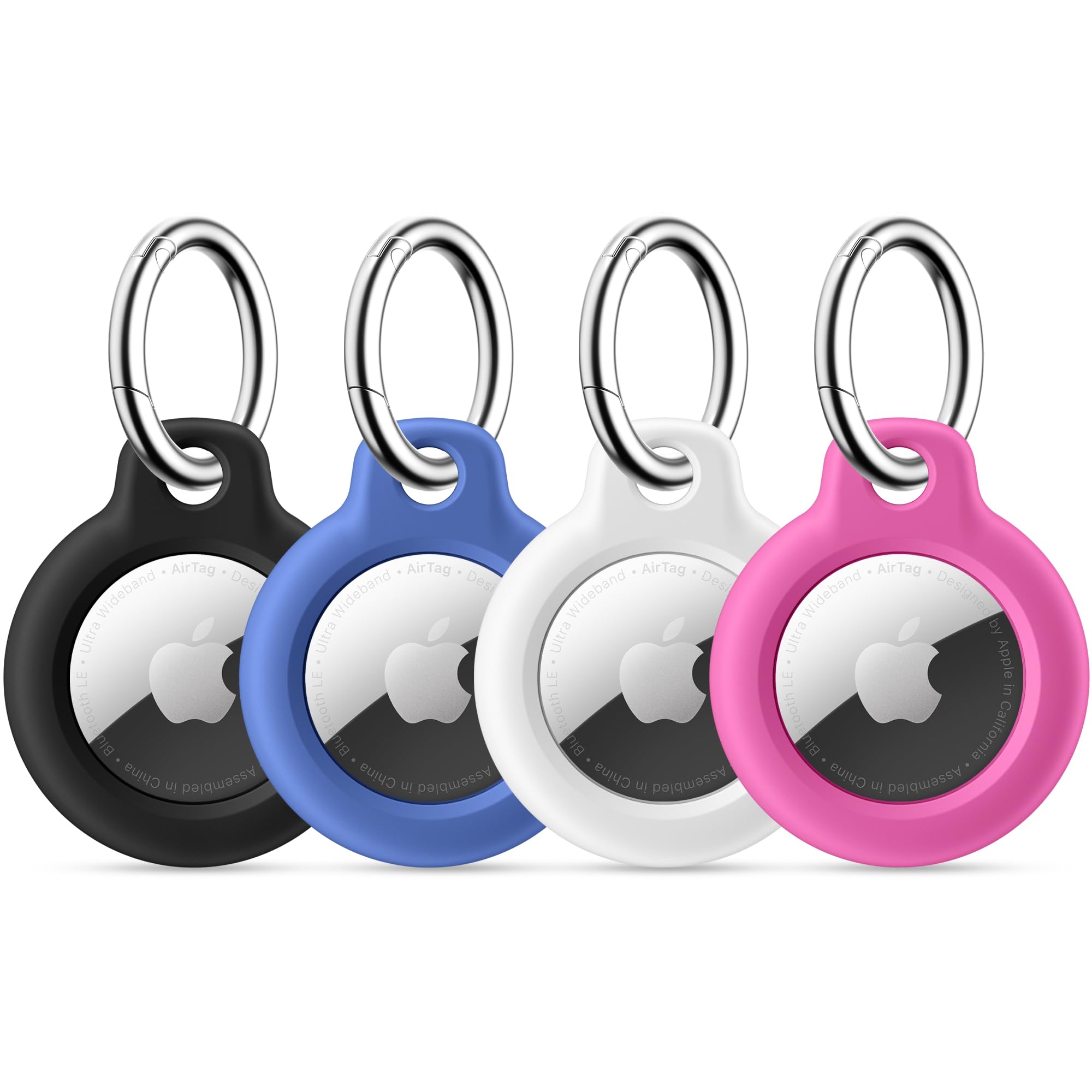 Epova 4 Pack Cases Compatible with Airtag Keyring with Keychain, Anti-Scratch Hard PC Case Compatible with Apple Airtag Cover Accessories for Keys, Bags, Pets