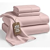 Lane Linen 100% Cotton Full/Double Size Sheet Set – 450 Thread Count Soft & Breathable Sateen Bed Sheets with Deep Pockets – 