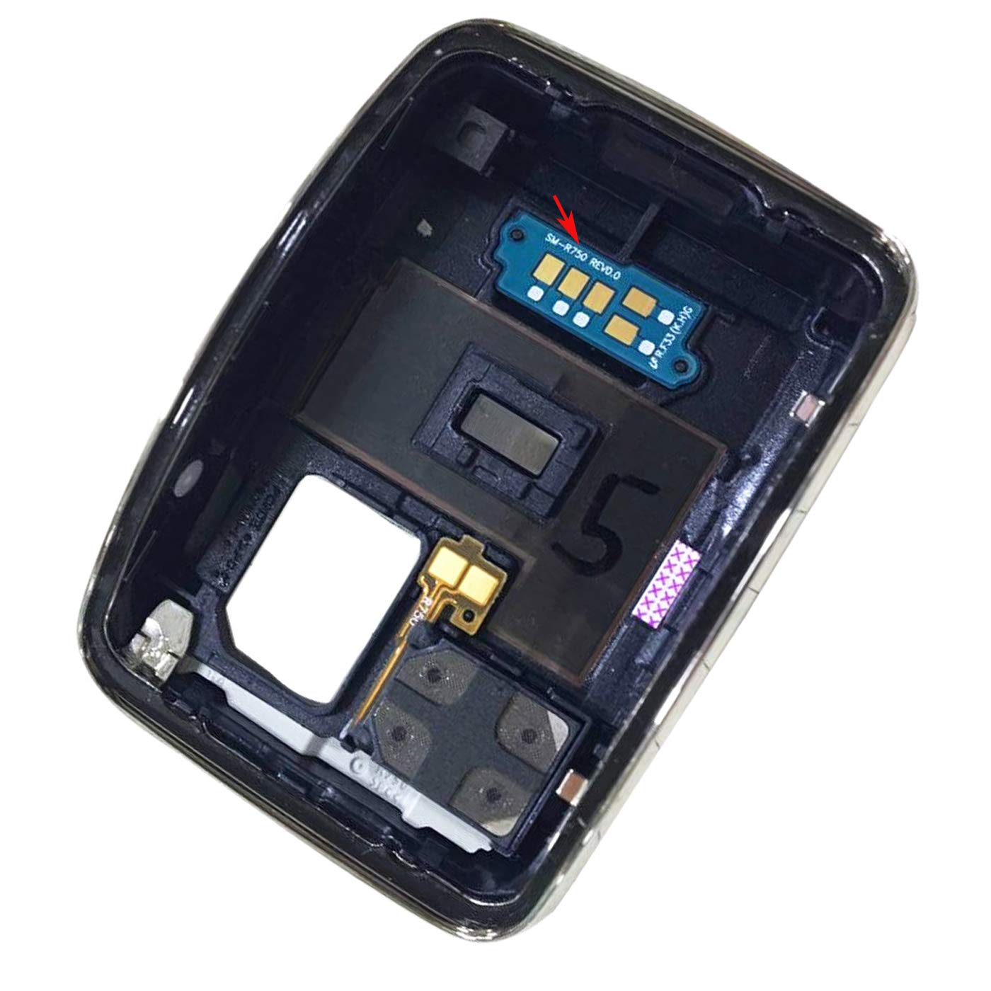 Ubrokeifixit Compatible Smart Watch Rear Back Door Housing Cover with Charging Connector Board Flex Cable for Samsung Galaxy Gear S SM-R750