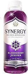 SYNERGY The Real Kombucha - Elderberry Juniper - 16 fl oz Bottle - Raw Probiotic Drink for Gut Health and Immune Support