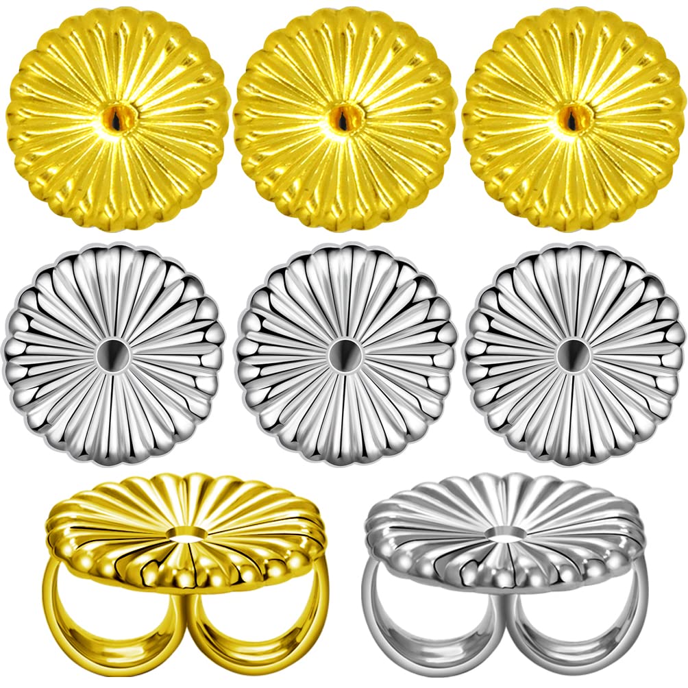 AUBOCK 4 Pairs Magic 925 Sterling Silver Stud Earrings with Adjustable Stud Closure, Hypoallergenic, Stud Strengthening, Suitable for Drop Ears 7.5x7.5mm, Sterling Silver