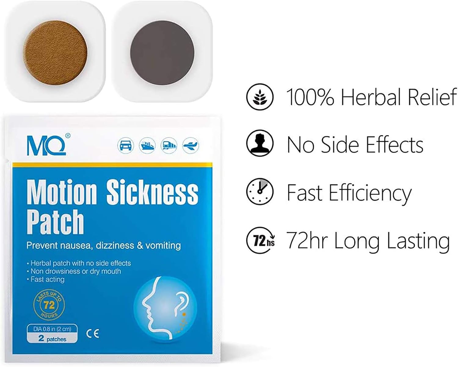 MQ Motion Sickness Patch for Car and Boat Rides Cruise and Airplane Trips, for Nausea Dizziness & Vomiting from Seasickness - Image 3