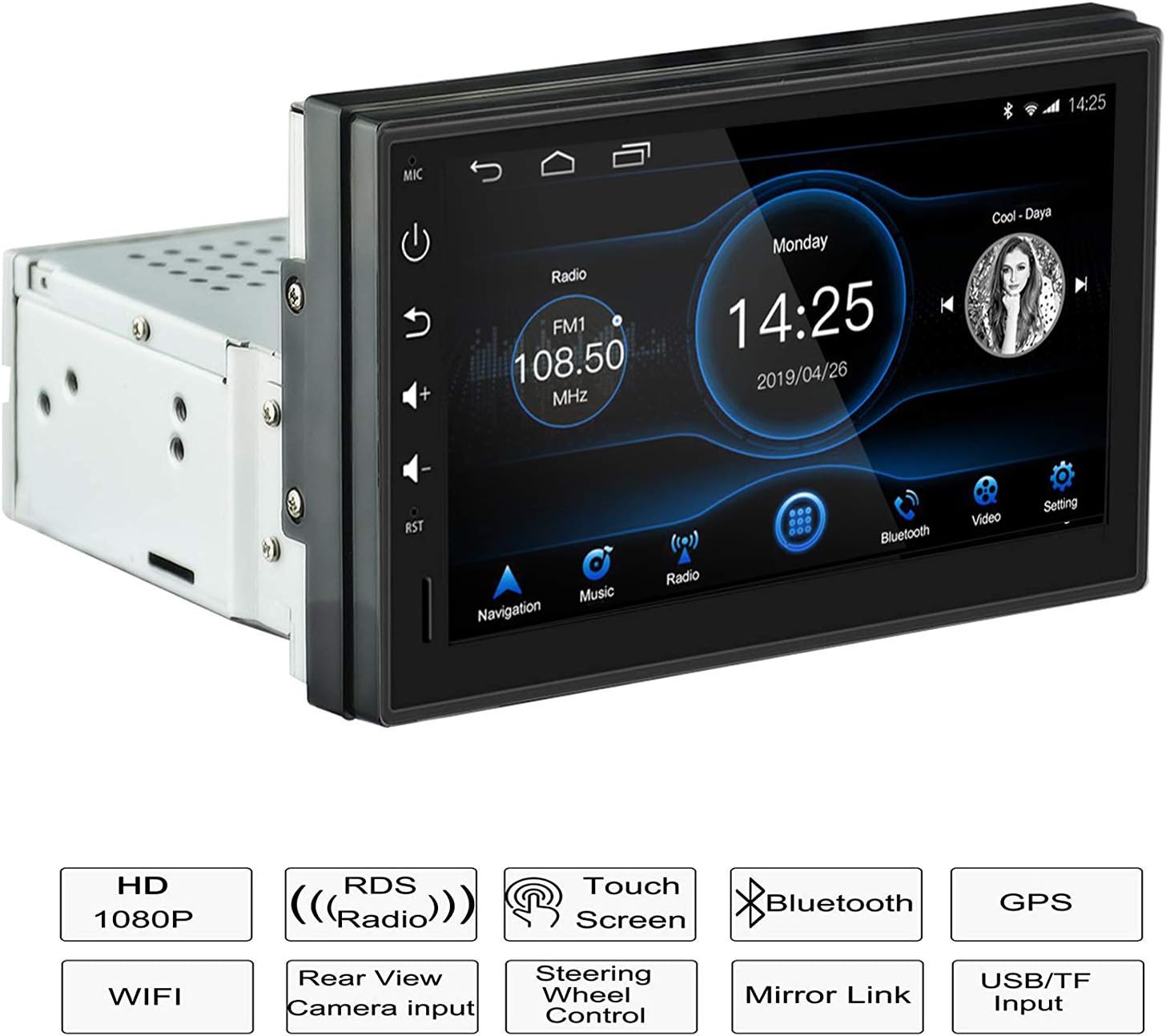 LEXXSON Android 8.1 Single Din Car Stereo Octa Core 7 inch Touch Screen Head Unit support GPS Navigation Bluetooth RDS DAB+ USB/SD Mirror Link (No Flip out Screen)