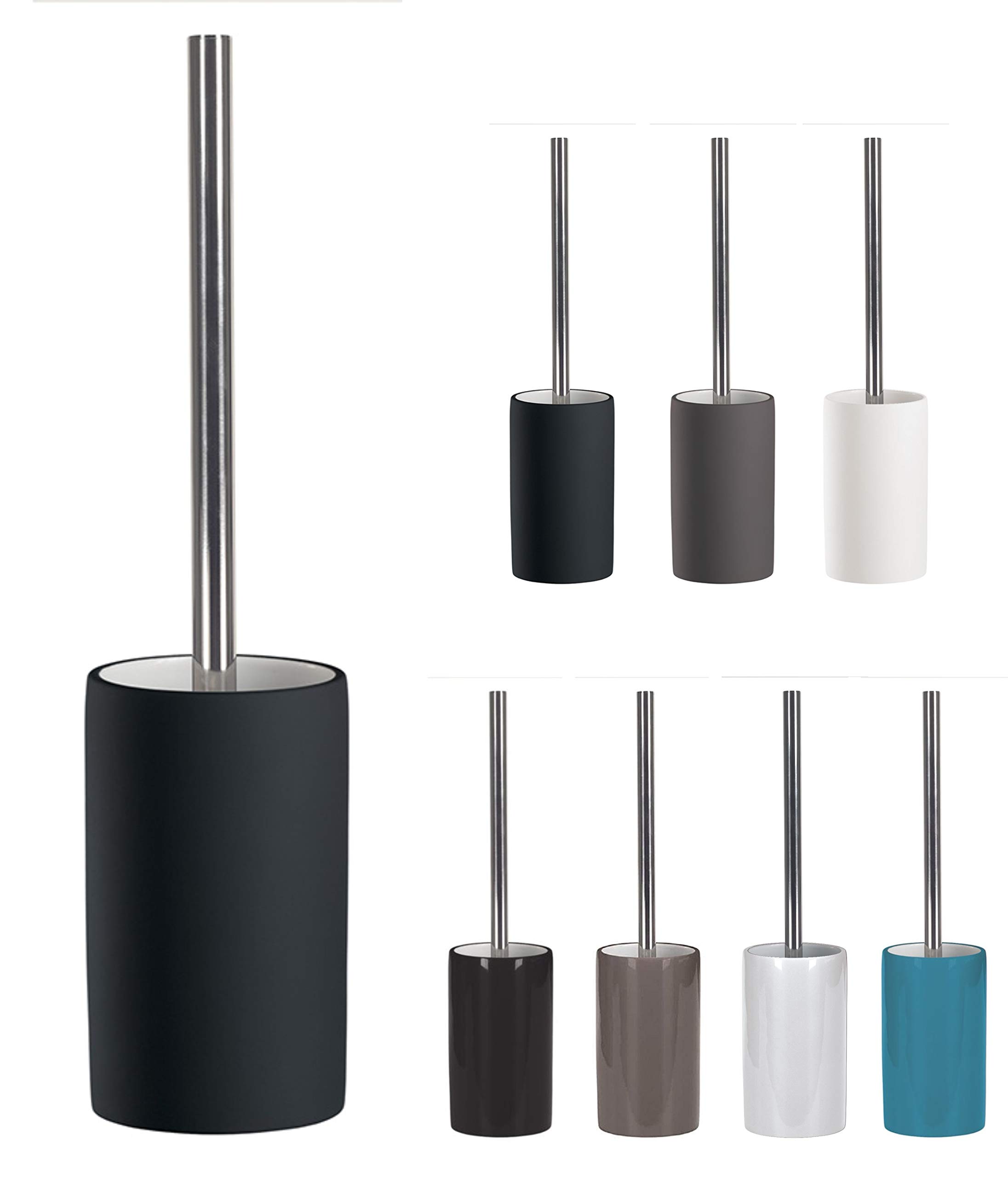 KW "Pure" Porcelain Toilet Brush and Holder (Black)