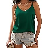 Ekouaer Womens 2-Pack Silk Satin Camisole Tank Top V Neck Sexy Cross Back Spaghetti Strap Cami Sleeveless Lounge Tops S-XXL