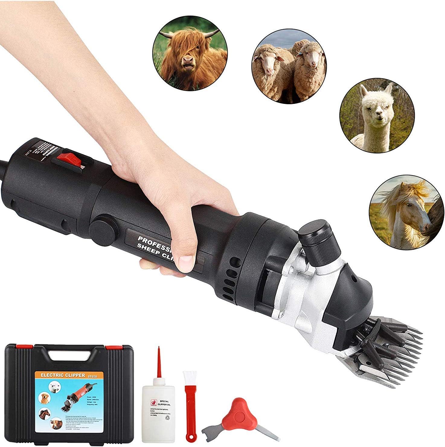 FEDYS Horse Clippers Equine Trimmer, Quiet Animal Hair Clipper for Horse, Sheep, Cow, Dog Animal Hair Trimmer, 500W, 6 Speed Levels 220V