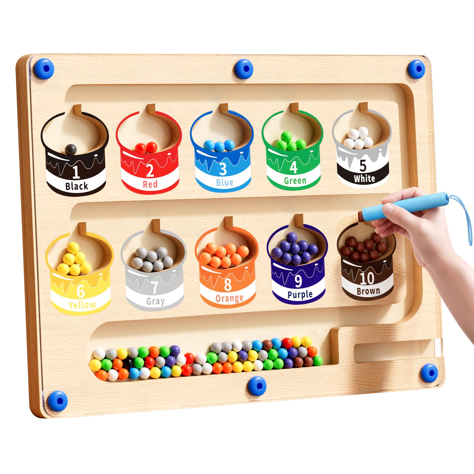 Photo 1 of Magnetic Color and Number Maze-Montessori Toys for 3 4 5 Year Old, Educational Wooden Puzzle Board for Preschool Learning, Fine Motor Skills Toy for Toddler, Counting Matching Games for Boys Girls